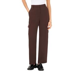 Halogen Wide Leg Cargo Trouser Pants Dark Roast Brown Office Dress Pants Career